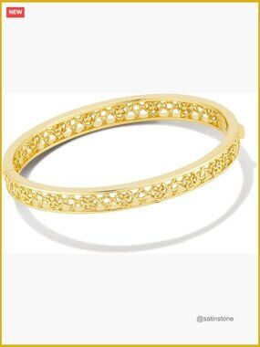 14K Gold Plated Brass Bangle Bracelet, Round Fashion Jewelry Bracelet
